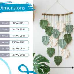 Green Monstera Leaves Macrame Wall Hanging, Variegated Monstera, Botanical Art, Christmas Gift, Safari Nusery Decor, New Home Gift L47 - thumbnail 3