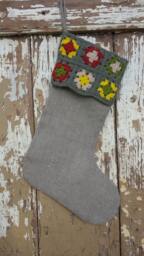 Christmas Stockings -Granny Square - Free Personalized Name Tag - thumbnail 1