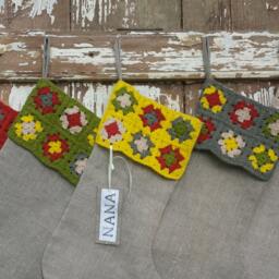 Christmas Stockings -Granny Square - Free Personalized Name Tag - thumbnail 3