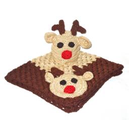 Crochet Baby Blanket, Hat Set, Newborn, Reindeer, Beige, Brown, Shower