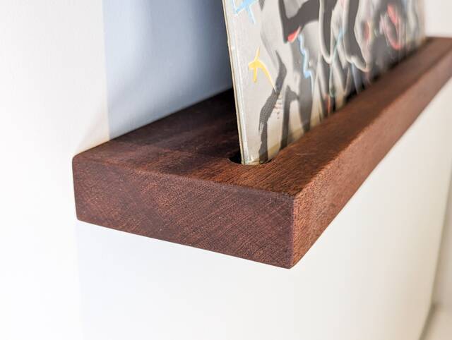 Vinyl Record Shelf in Mahogany - Holder & Now Playing Display For 12 - image 1