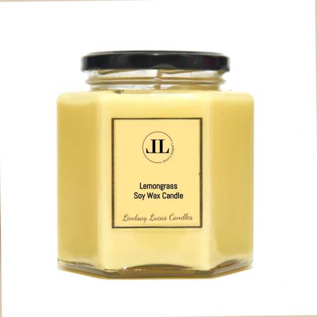 Lemongrass Essential Oil Scented Candle, Yellow Soy Wax Natural Vegan Candle Strong Smelling - image 1