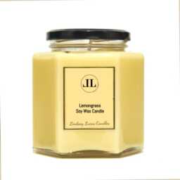 Lemongrass Essential Oil Scented Candle, Yellow Soy Wax Natural Vegan Candle Strong Smelling