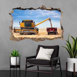 Combine Harvester Tractor Wall Decal Sticker For Kids Bedroom - Farm Machinery Mural Agricultural Art - Cr24 - thumbnail 1