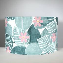 Leaf Lampshade 30cm To 40cm ?? Genuine Scandinavian Fabric Blue Green Seafoam Botanical Pattern. Handmade By Vivid Shades - thumbnail 2