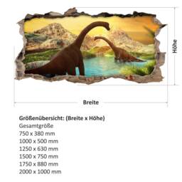 118 Wall Decals Brachiosaurus Dinosaurs - Hole in The Children's Room Mural Decor Boy Stickers 6 Sizes - thumbnail 2