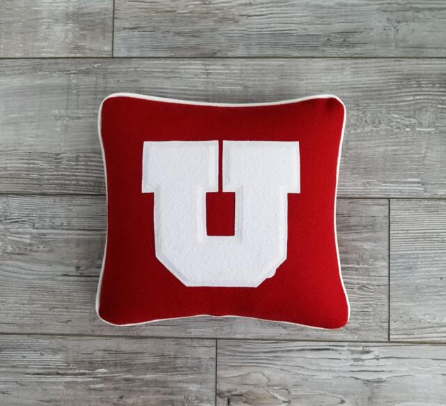 University Of Utah, Red Block U Letterman Pillow, Utah Utes, Go - image 1