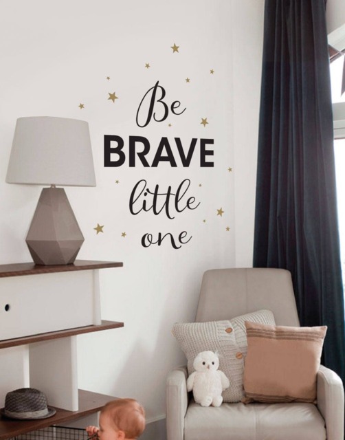 Be Brave Little One Wall Decal Kids Inspirational Quote, Stars - image 1