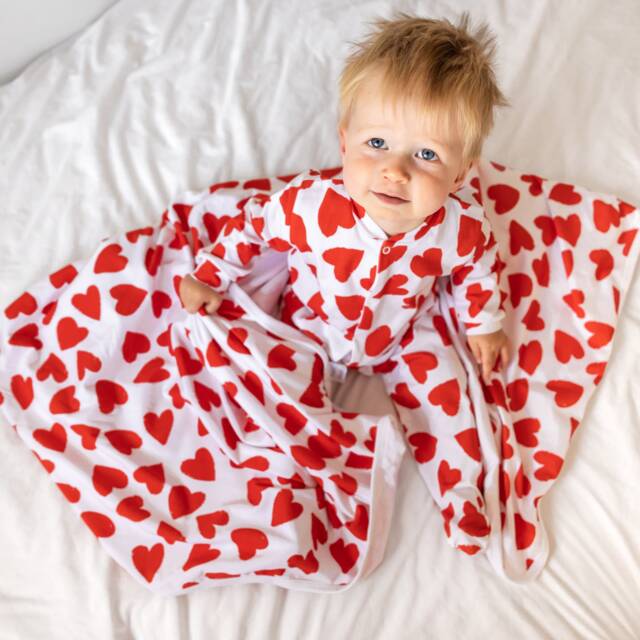 Baby Pram Blanket With Love Heart Print - UK Made - image 1