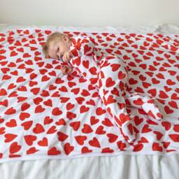 Baby Pram Blanket With Love Heart Print - UK Made - thumbnail 2