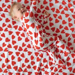 Baby Pram Blanket With Love Heart Print - UK Made - thumbnail 3