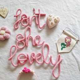 Isn't She Lovely L Nursery Quote Wall Hanging Baby Girl New Gift Decor Knitted Word - thumbnail 2