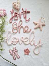 Isn't She Lovely L Nursery Quote Wall Hanging Baby Girl New Gift Decor Knitted Word - thumbnail 1