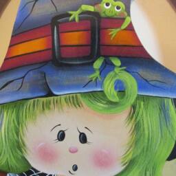 Pretty Little Green Haired Witch, Wall Hanging, Door Decor, Halloween - thumbnail 2