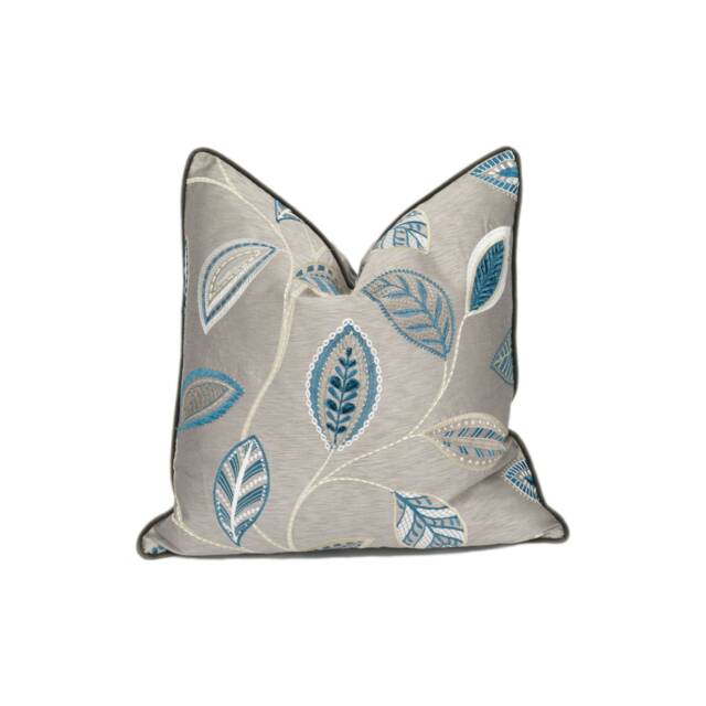 Jane Churchill - Anza Teal Glamorous Metallic Embroidered Designer Cushion Cover Handmade Throw Pillow Luxury Home Decor - image 1