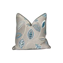 Jane Churchill - Anza Teal Glamorous Metallic Embroidered Designer Cushion Cover Handmade Throw Pillow Luxury Home Decor