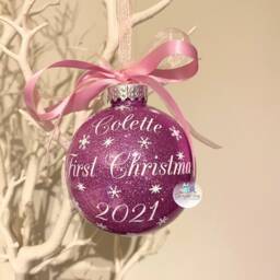 First Christmas Bauble, Personalised 1st Ornament, Baby's 2026, New Baby Gift - thumbnail 4