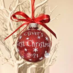 First Christmas Bauble, Personalised 1st Ornament, Baby's 2026, New Baby Gift