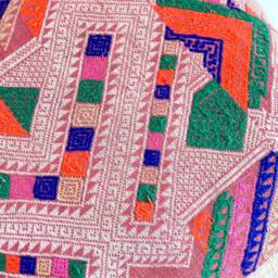 Vintage Embroidered Silk Textile Ethnic Piece Of Tradition Costume Pillow Cover - thumbnail 3