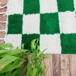Handmade Wool Checkered Moroccan Rug Black & White Berber Area Rug - thumbnail 4