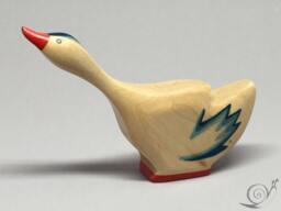 Toy Goose Wooden - With The Head Up & Blue Wings Size 11, 0 X 3, 5 2, 2 cm - B H S Approx. 28, 0 Gr - thumbnail 1