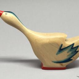 Toy Goose Wooden - With The Head Up & Blue Wings Size 11, 0 X 3, 5 2, 2 cm - B H S Approx. 28, 0 Gr - thumbnail 2