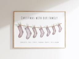 Personalised Christmas Stocking Family Print Cozy Fireplace Home Decor - thumbnail 1