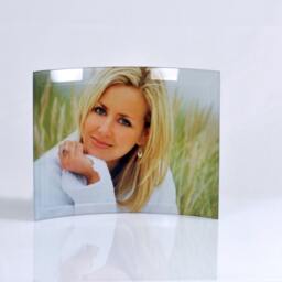 Personalized Curved Glass Custom Picture Frame ~ Freestanding Display Team Building Office Gift Double Sided Print For Dorm - thumbnail 2