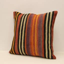 Kilim Pillow, 20x20 Turkish Bohemian Decorative Throw Handmade Cushion Cover 4Ef-343 - thumbnail 3