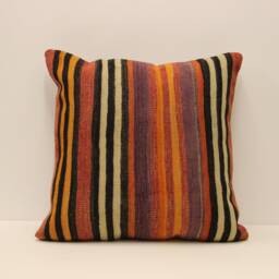 Kilim Pillow, 20x20 Turkish Bohemian Decorative Throw Handmade Cushion Cover 4Ef-343