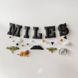 Personalized Safari Nursery Banner Felt Name Garland, Jungle Decor - thumbnail 1