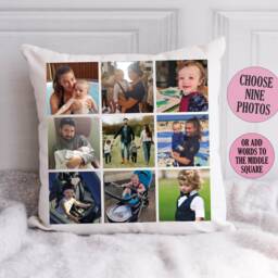 Personalised Photo Cushion, Collage Pillow, Picture Gifts For Her & Him, Add Your Own Text, Present Mum Nan Dad Grandad - thumbnail 2