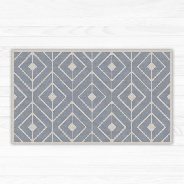 Grey Linoleum Rug Vinyl Mat With Modern Geometric Area Rug. Vinyl Floor For Indoor & Outdoor Use. PVC Doormat, Kitchen - image 1
