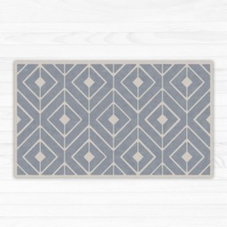 Grey Linoleum Rug Vinyl Mat With Modern Geometric Area Rug. Vinyl Floor For Indoor & Outdoor Use. PVC Doormat, Kitchen - thumbnail 1