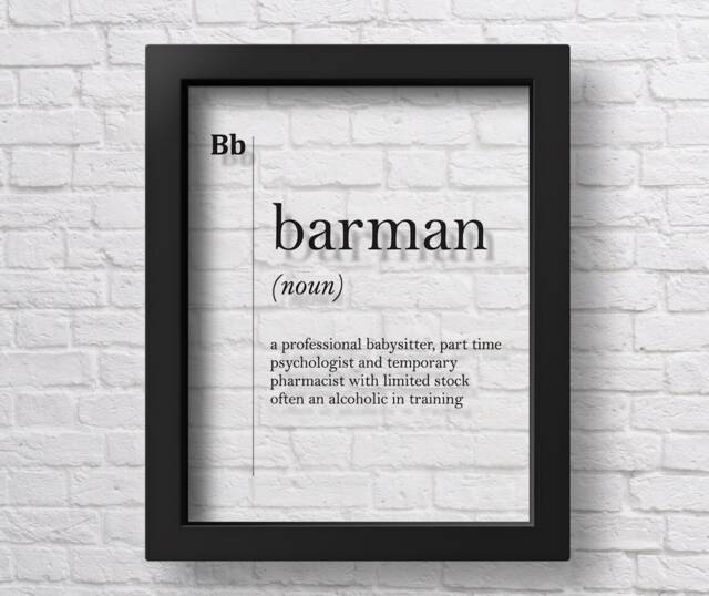 Transparent Barman Definition Print Gift Bar Owner Decor Coworker Pub Poster Sign For Girl Typography Alcohol - image 1