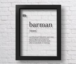 Transparent Barman Definition Print Gift Bar Owner Decor Coworker Pub Poster Sign For Girl Typography Alcohol - thumbnail 1
