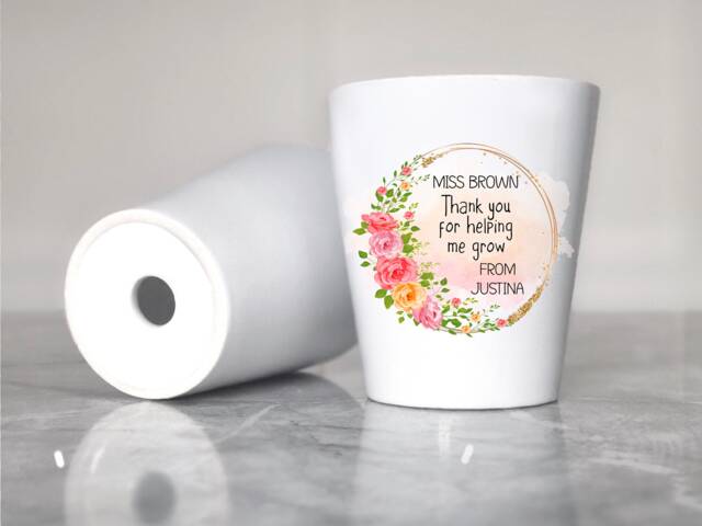 Personalised Thank You For Helping Me Grow Plant Pot - Gift For School Teachers Her Floral