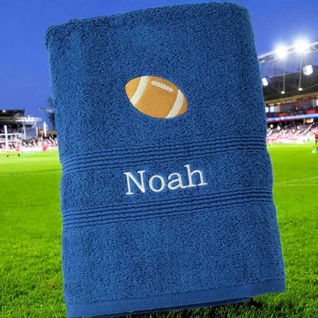 Rugby Ball Personalised Bath Towel Choice Of Colour - Classic Football Rfc Six Nations - image 1
