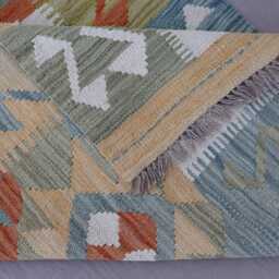 2'9x9'7 Ft Kilim Runner Rug, Flatweave Geometric Muted Rug, Afghan Handmade Wool Natural Dyes Hallway Runner, Stair Treads - thumbnail 4