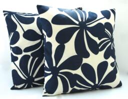 Two Premier Prints Navy Floral Pillow Covers, Cushion, 18x18, Decorative Throw Pillow, Home Decor - thumbnail 1