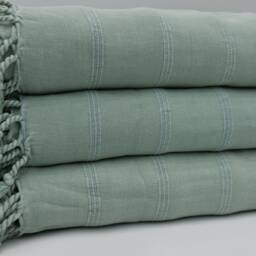 "Stone Washed Throw, Turkish Blanket, Pale Green Blanket, 67""x85" - thumbnail 2