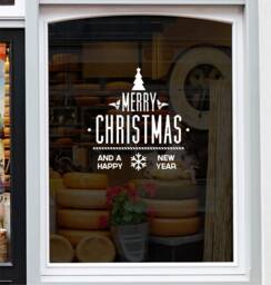 Merry Christmas Sticker For Window Xmas Shop Display Home Decoration Decal - thumbnail 1