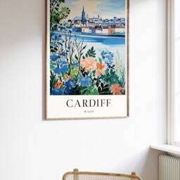 Cardiff Wales Travel Poster Colourful Vintage Art Print - thumbnail 2