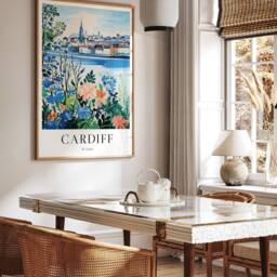Cardiff Wales Travel Poster Colourful Vintage Art Print - thumbnail 3