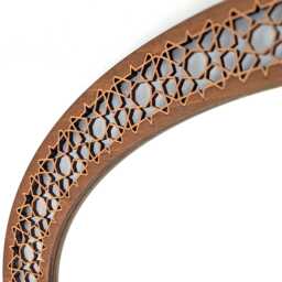 Tall Oval Wooden Mirror Vertical - Intricate Geometric Moroccan Lattice Frame, Islamic Boho Wall Handcrafted - thumbnail 4