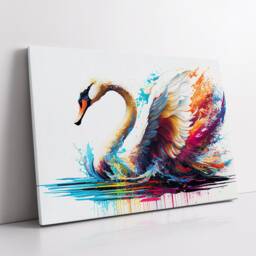 Beautiful Swan Animal Abstract Queen Oil Painting Splatter Style Wall Art Framed Canvas Poster Print, Home/Office Room Decor Gifts - thumbnail 2