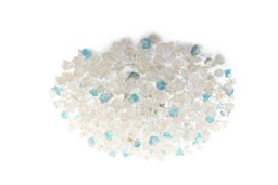 Flush Mount Ceiling Light - Clear & Turquoise Flowers, Elegant For Kitchen, Living Room Or Dining Room