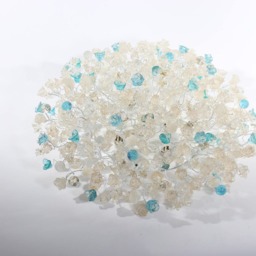 Flush Mount Ceiling Light - Clear & Turquoise Flowers, Elegant For Kitchen, Living Room Or Dining Room - thumbnail 2