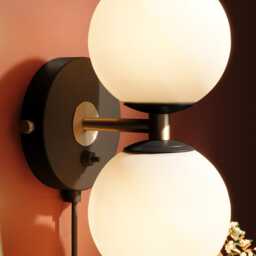 Mia Mid Century Modern Plug-In Wall Sconce Sphere Milk Glass Globe Plafond Vanity Light Bedside Lamp Retro Fixture - thumbnail 3