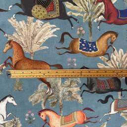 Blinds/Made To Measure Arabian Horses Fabric Blue With Palm Trees Stallion Printed - thumbnail 4